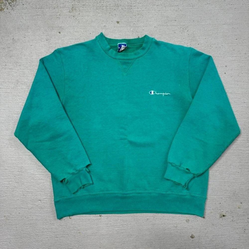 Distressed 90s Champion‎ Crewneck Teal Size XXL